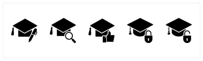 A set of 5 Contact icons as edit education, education search, like study vector