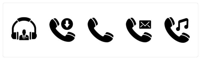 A set of 5 Contact icons as listen music, cut call, call vector