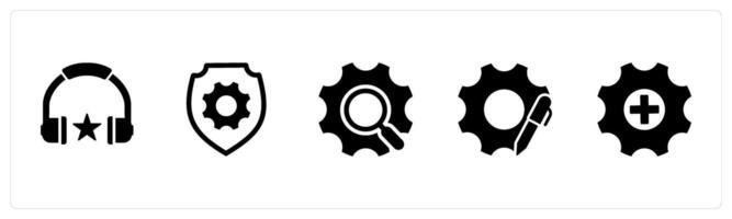 A set of 5 Contact icons as favorite music, setting security, setting search vector