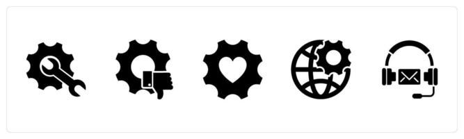 A set of 5 Contact icons as repair, dislike settings, favorite setting vector