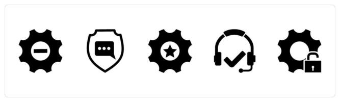 A set of 5 Contact icons as optimization, message security, favorite setting vector