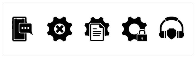 A set of 5 Contact icons as mobile message, maintenance, page settings vector