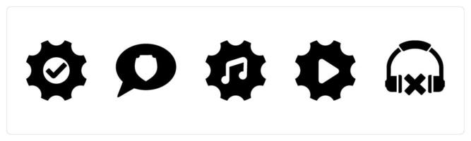 A set of 5 Contact icons as setting, message security, music setting vector
