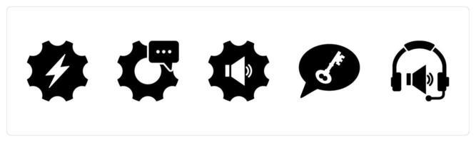 A set of 5 Contact icons as setting, setting message, volume settings vector