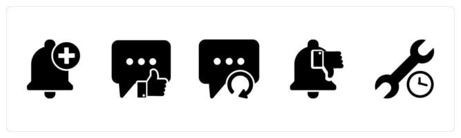 A set of 5 Contact icons as add notification, dislike message, refresh message vector