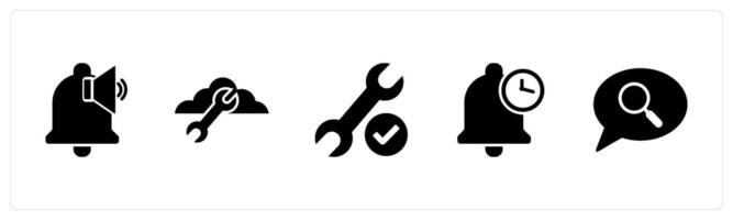 A set of 5 Contact icons as notification, cloud setting, repair vector