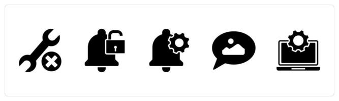 A set of 5 Contact icons as maintenance, protection, notification setting vector