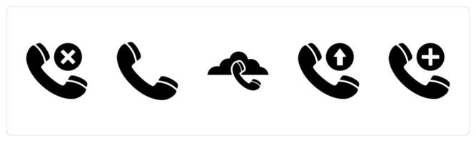 A set of 5 Contact icons as remove call, call, cloud call vector