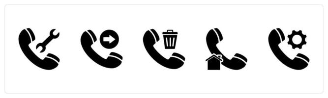 A set of 5 Contact icons as call maintenance, send call, delete call vector