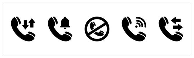 A set of 5 Contact icons as synchronize call, call notification, call prohibited vector