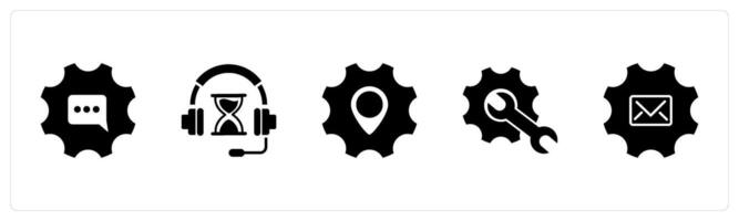 A set of 5 Contact icons as setting message, music time, location setting vector