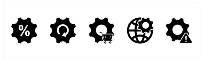 A set of 5 Contact icons as discount, globbal setting, cart setting vector