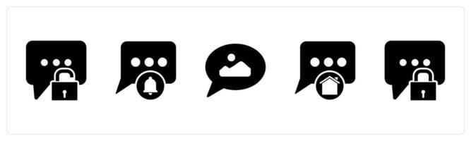 A set of 5 Contact icons as message protection, message notification, message vector