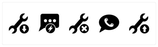 A set of 5 Contact icons as maintenance, fast message, call message vector