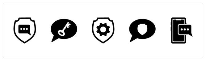 A set of 5 Contact icons as message security, setting security, mobile message vector