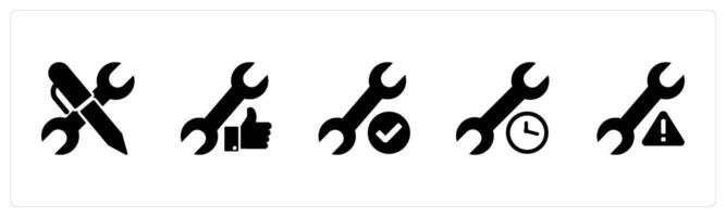 A set of 5 Contact icons as edit setting, like settings, repair vector