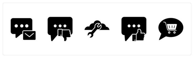 A set of 5 Contact icons as message, like message, cloud setting vector