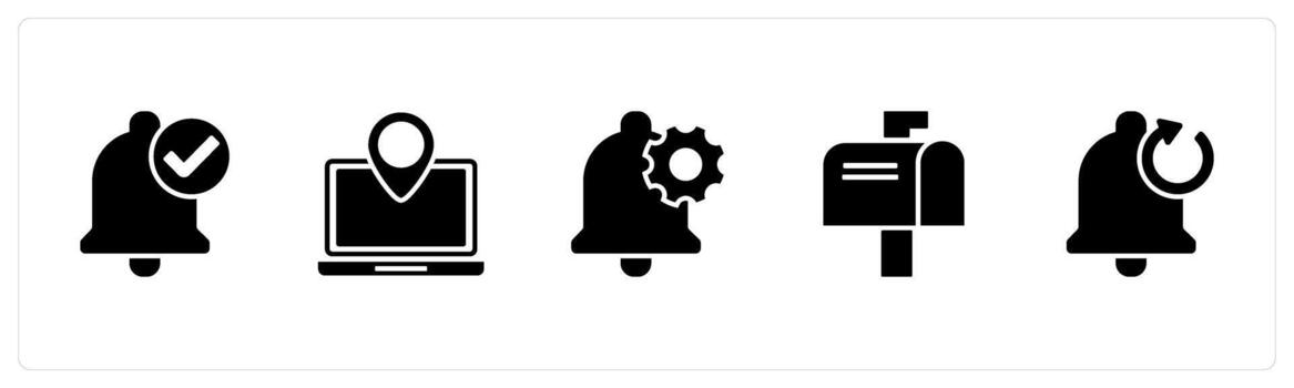 A set of 5 Contact icons as right notification, laptop location, notification setting vector