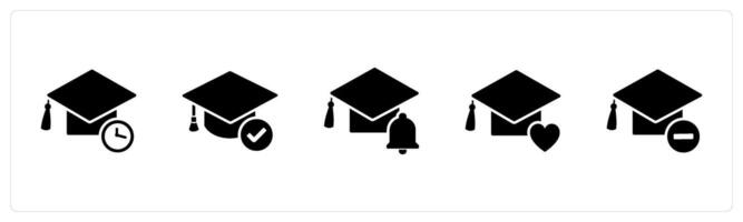 A set of 5 Contact icons as study time, graduation, study notification vector