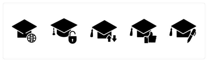 A set of 5 Contact icons as global study, education security, synchronize study vector