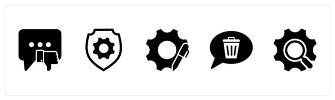 A set of 5 Contact icons as like message, setting security, edit settings vector