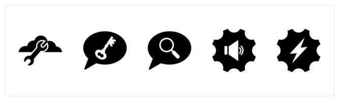 A set of 5 Contact icons as cloud setting, message security, search message vector