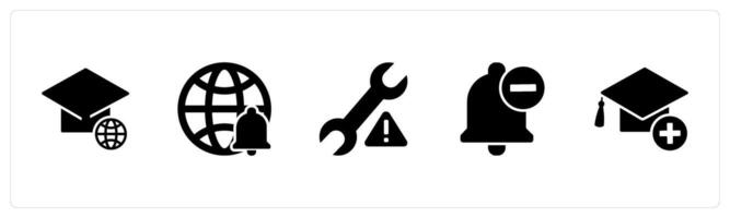 A set of 5 Contact icons as global study, global message, optimization vector