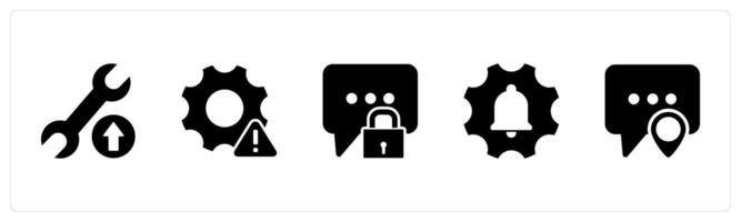 A set of 5 Contact icons as maintenance, setting maintenance, message protection vector