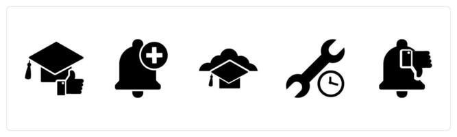 A set of 5 Contact icons as like study, add notification, time setting vector