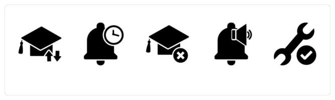 A set of 5 Contact icons as sync study, time notification, wrong degree vector