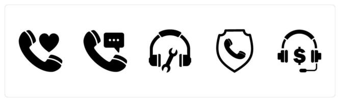 A set of 5 Contact icons as headphone location, synchronize headphone, international music vector