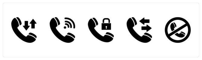 A set of 5 Contact icons as synchronize call, wifi call, call protection vector