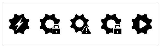 A set of 5 Contact icons as setting, setting protection, setting maintenance vector