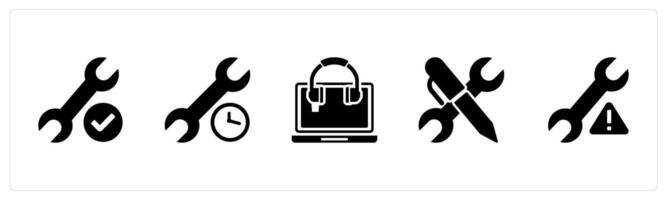 A set of 5 Contact icons as repair, time setting, online music, edit setting vector