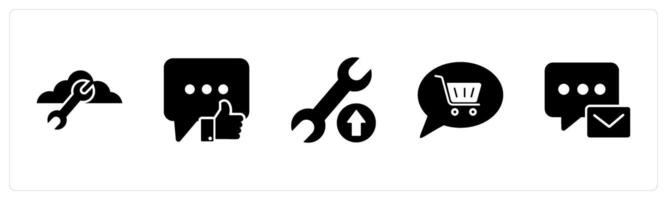 A set of 5 Contact icons as cloud setting, dislike message, maintenance vector
