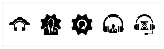 A set of 5 Contact icons as cloud music, business management, global setting vector