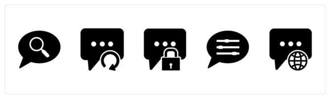 A set of 5 Contact icons as search message, refresh message, message protection vector