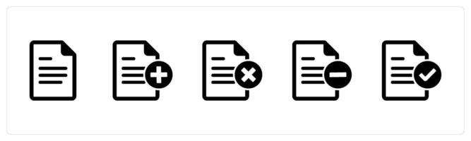 A set of 5 Document icons as document, create page, wrong page vector