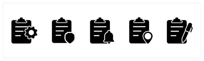 A set of 5 Document icons as page setting, page protection, page notification vector