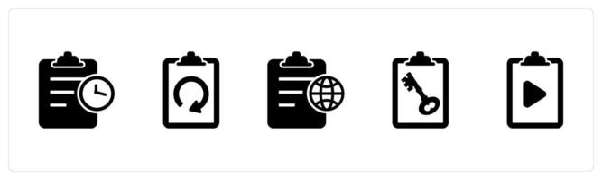 A set of 5 Document icons as page time, refresh page, global page vector