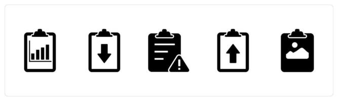 A set of 5 Document icons as graph document, download page, page maintenance vector