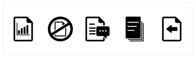 A set of 5 Document icons as graph page, document prohibited, document vector