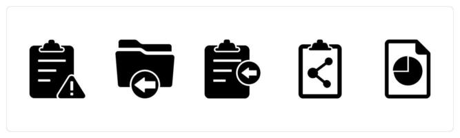 A set of 5 Document icons as page maintenance, receive folder, download file vector