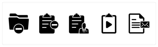 A set of 5 Document icons as remove folder, remove page, document vector