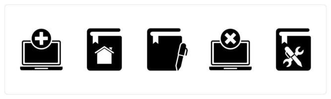 A set of 5 Document icons as add page, home book, notepad vector