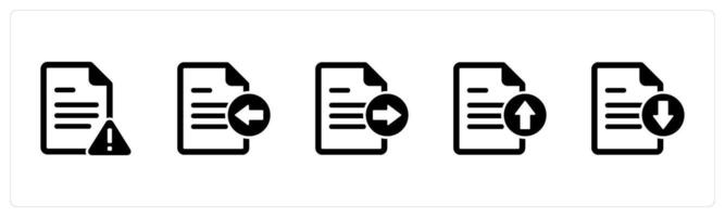 A set of 5 Document icons as page error, receive file, send file vector