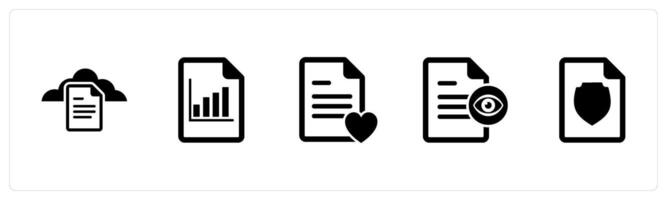 A set of 5 Document icons as cloud document, graph page, favorite page vector