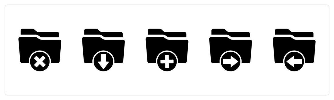 A set of 5 Document icons as wrong folder, download folder, create folder vector