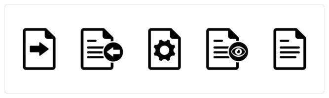 A set of 5 Document icons as send file, receive file, page setting vector