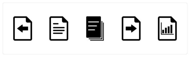 A set of 5 Document icons as receive file, document, duplicate copy vector